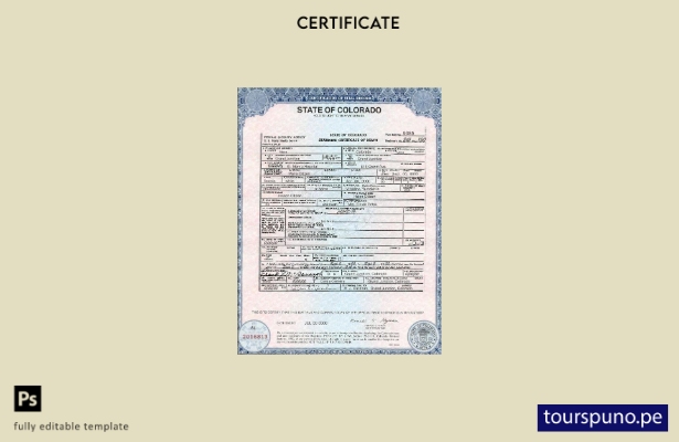Plantilla de certificado de defunción del estado de Colorado de EE. UU. lista pa